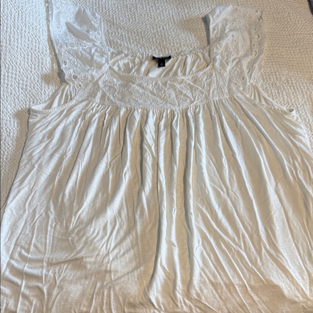 Torrid White Eyelet Sleeve Women's Top
